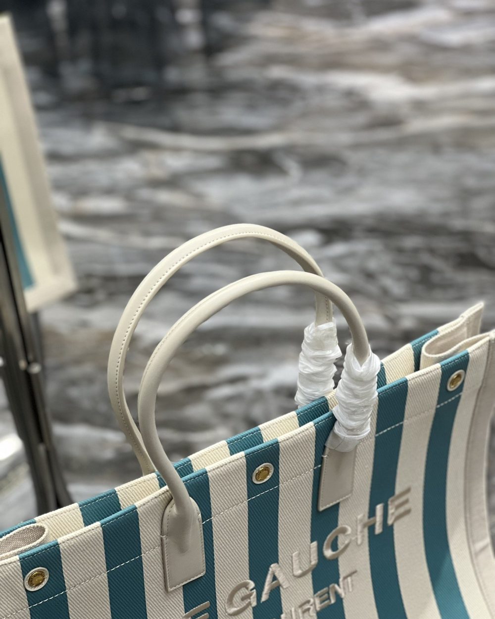 [REP 1:1] Saint Laurent Rive Gauche Tote Bag In Water Green For Women 18.9in/48cm YSL 499290FAAD51680