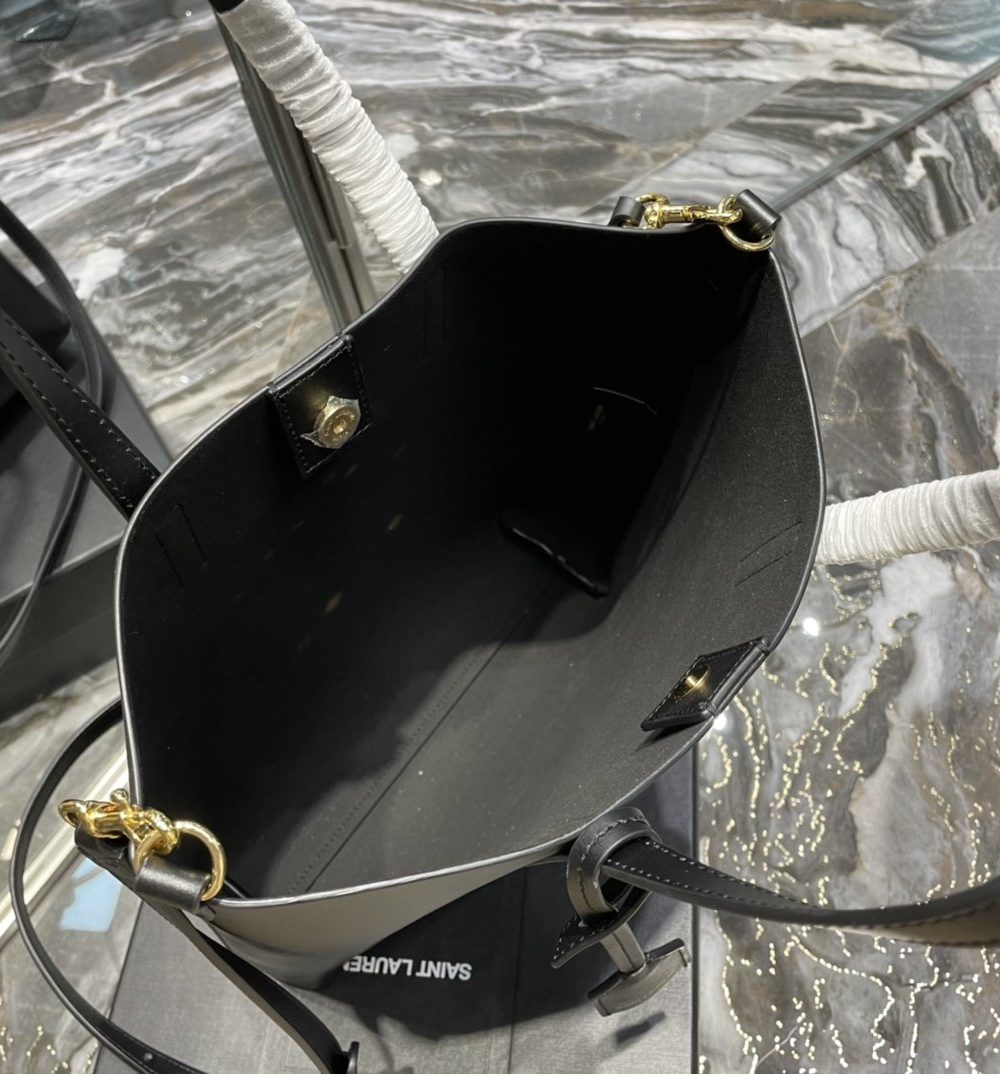 [REP 1:1] Saint Laurent Shopping Bag Black Toy In Supple For Women 11in/28cm YSL 600307CSV0J1000