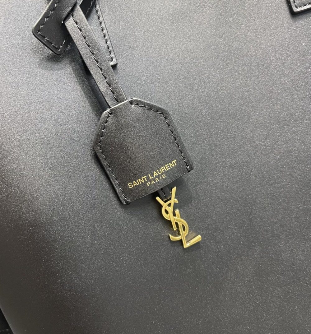 [REP 1:1] Saint Laurent Shopping Bag Black Toy In Supple For Women 11in/28cm YSL 600307CSV0J1000