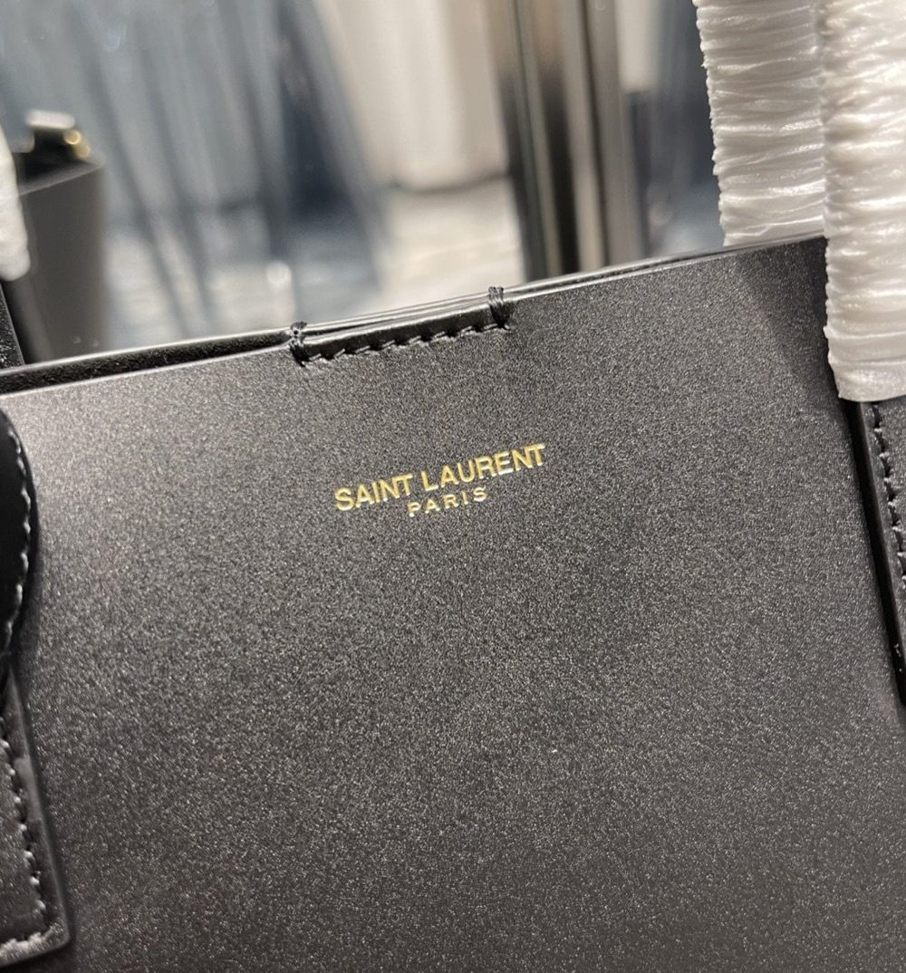 [REP 1:1] Saint Laurent Shopping Bag Black Toy In Supple For Women 11in/28cm YSL 600307CSV0J1000