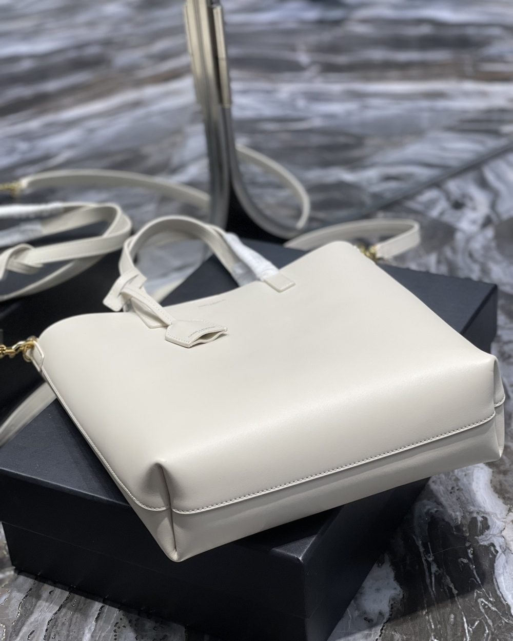 [REP 1:1] Saint Laurent Shopping Bag White Toy In Supple For Women 11in/28cm YSL 600307CSV0J9207