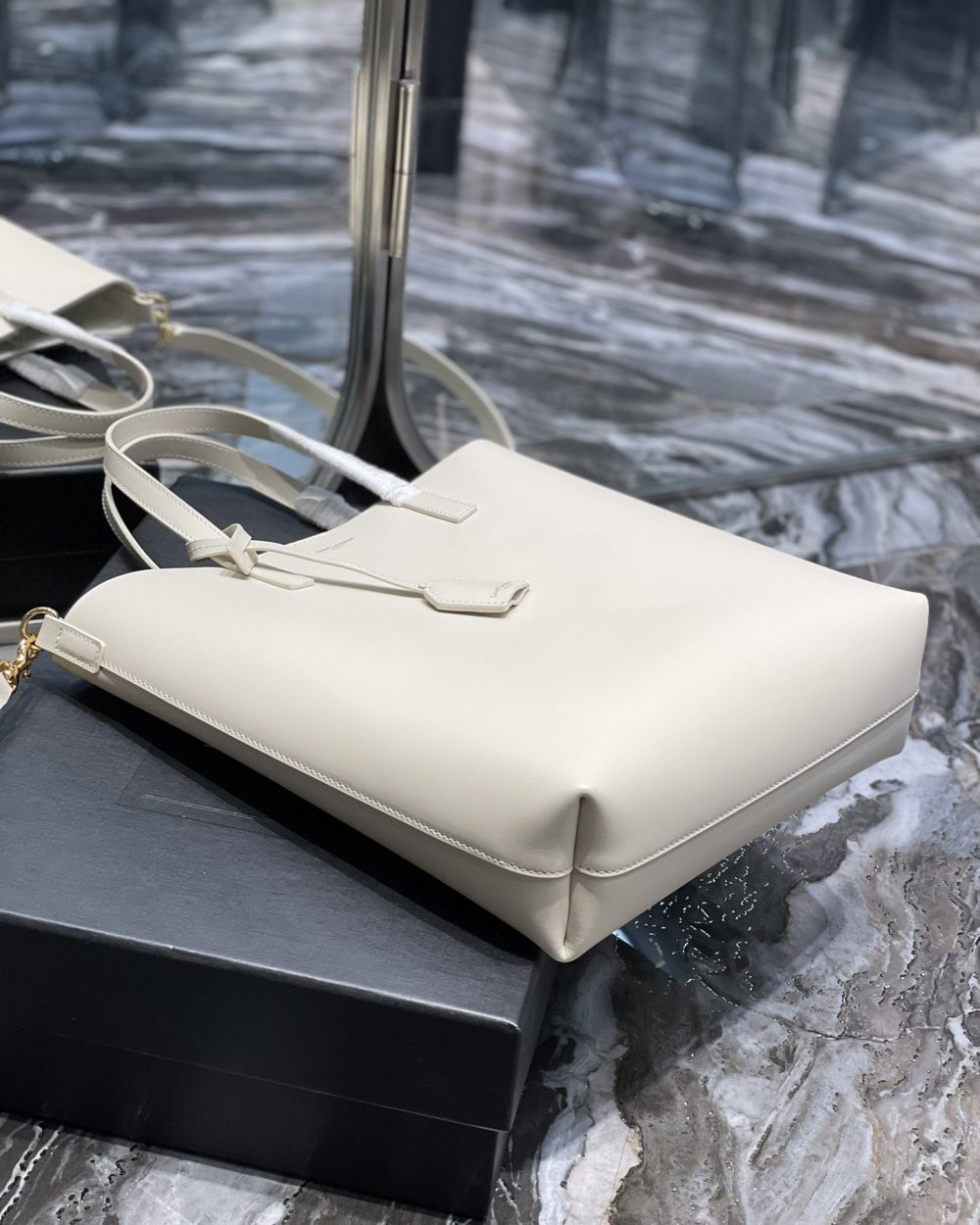 [REP 1:1] Saint Laurent Shopping Bag White Toy In Supple For Women 11in/28cm YSL 600307CSV0J9207