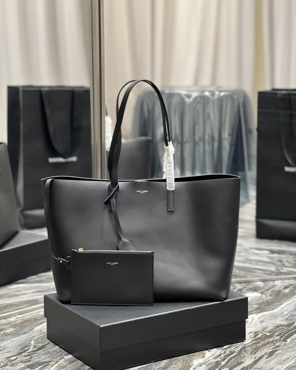 [REP 1:1] Saint Laurent Shopping E/W Tote Bag Black With Gold Hardware For Women 14.5in/38cm YSL 600281CSV0J1000