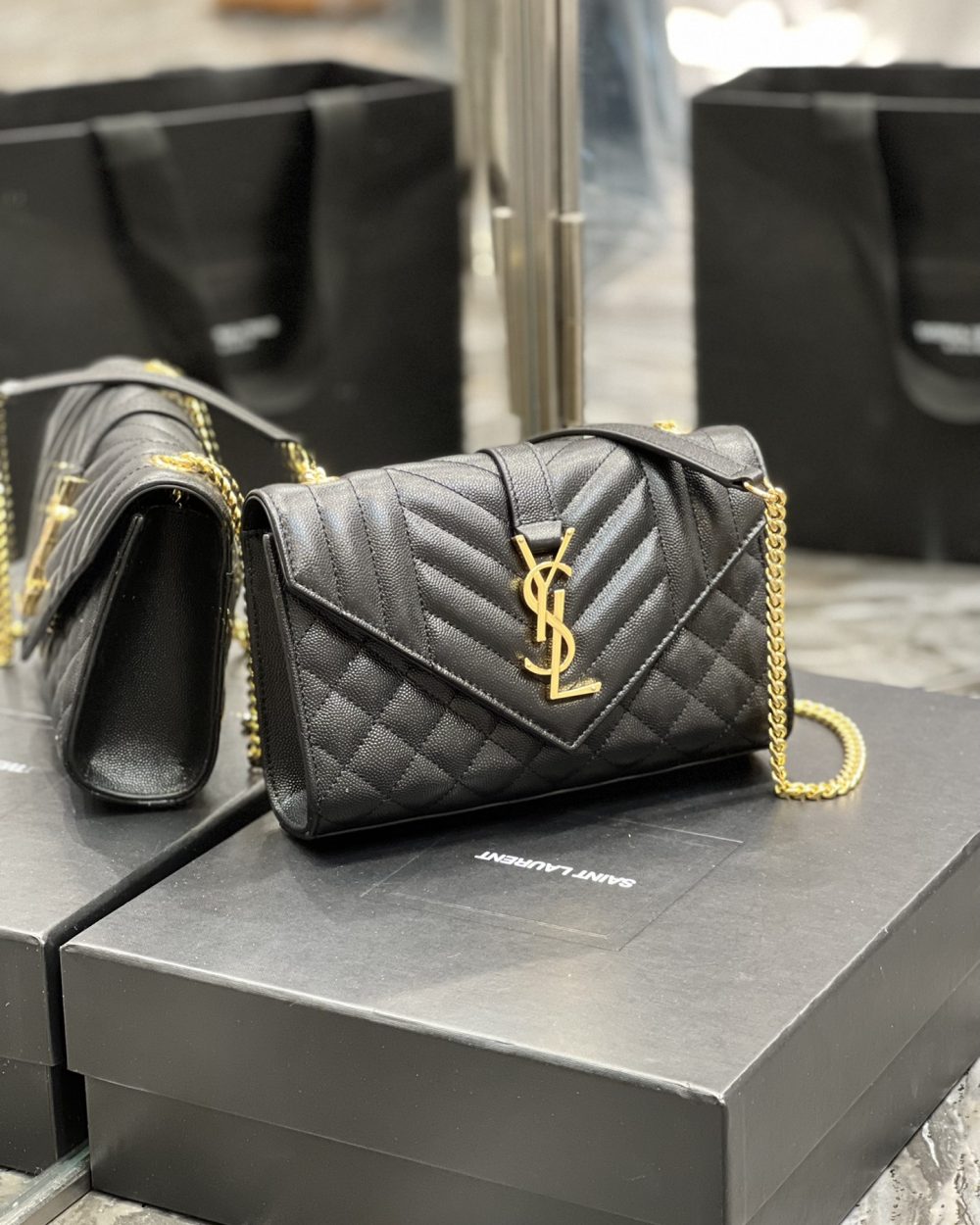 [REP 1:1] Saint Laurent Small Bag Black In Mix Matelasse For Women 8.2in/21cm YSL 600195BOW911000