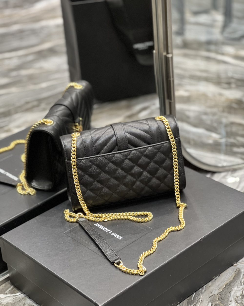 [REP 1:1] Saint Laurent Small Bag Black In Mix Matelasse For Women 8.2in/21cm YSL 600195BOW911000