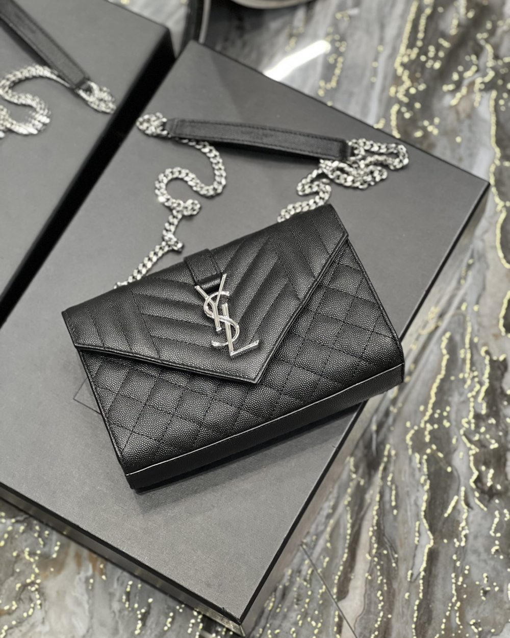 [REP 1:1] Saint Laurent Small Bag Black In Mix Matelasse For Women 8.2in/21cm YSL 600195BOW921000