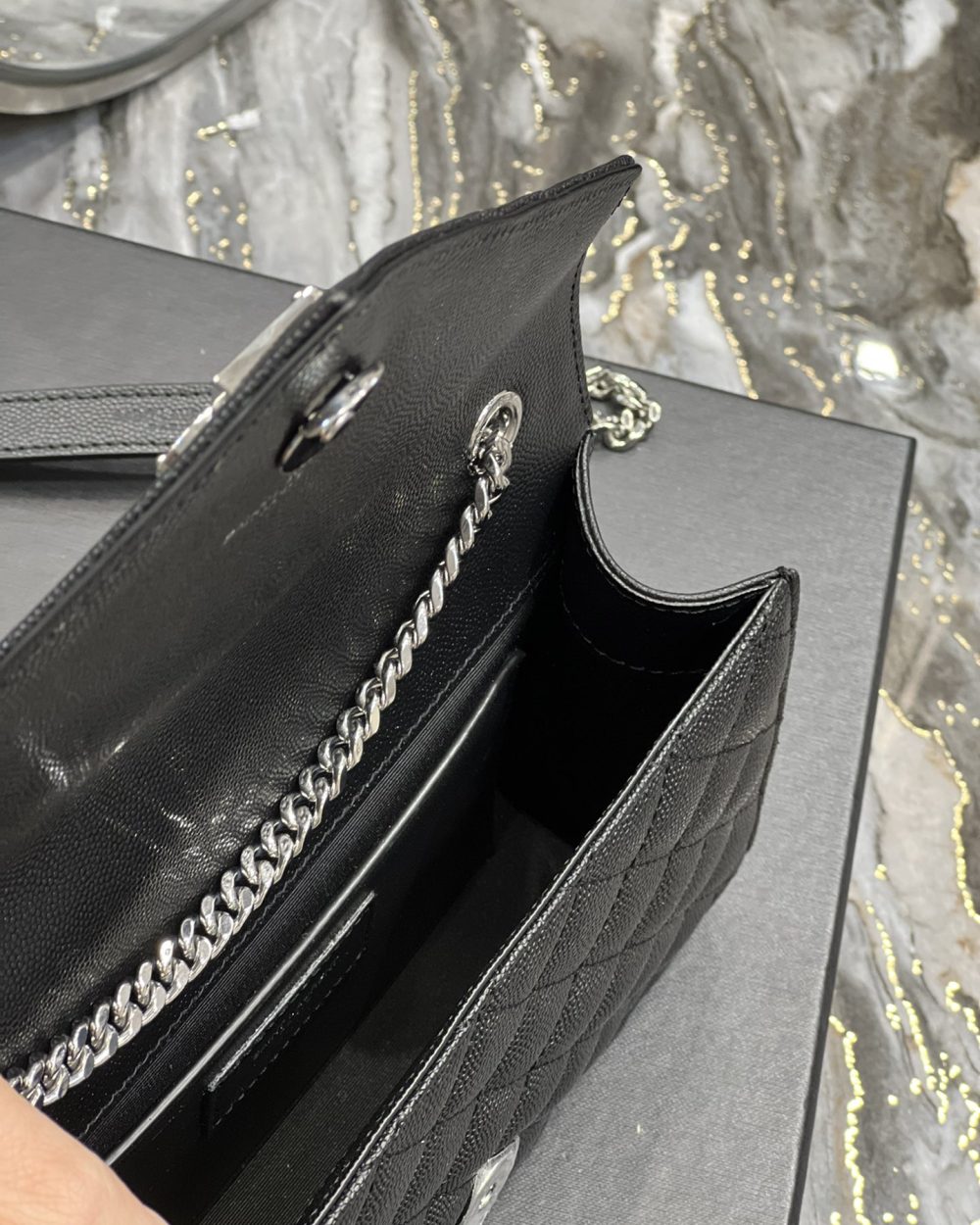 [REP 1:1] Saint Laurent Small Bag Black In Mix Matelasse For Women 8.2in/21cm YSL 600195BOW921000