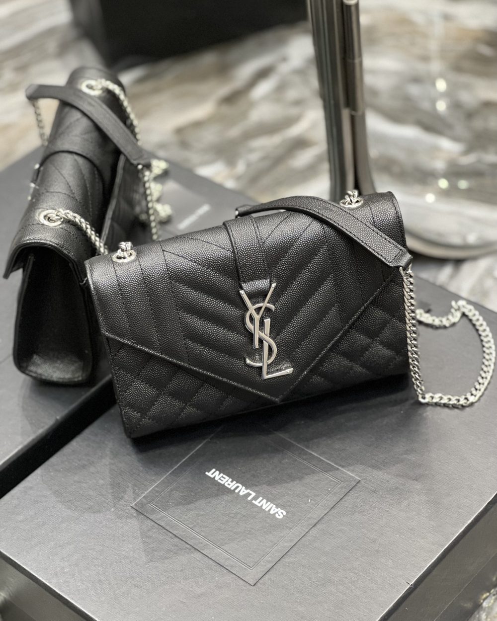 [REP 1:1] Saint Laurent Small Bag Black In Mix Matelasse For Women 8.2in/21cm YSL 600195BOW921000