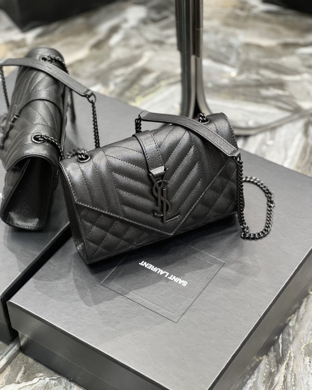[REP 1:1] Saint Laurent Small Bag Black In Mix Matelasse For Women 8.2in/21cm YSL 600195BOW981000