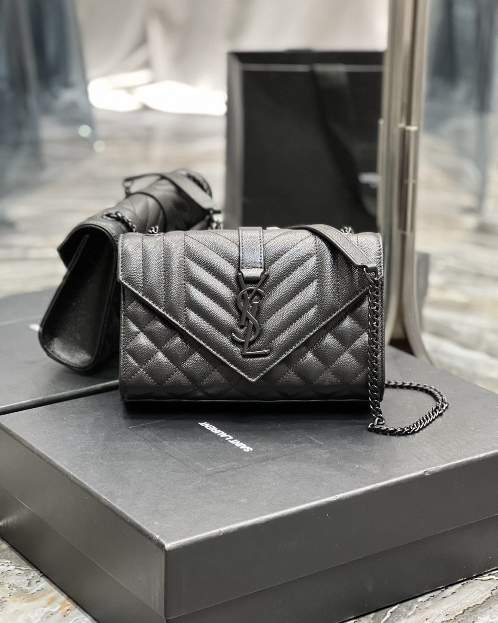 [REP 1:1] Saint Laurent Small Bag Black In Mix Matelasse For Women 8.2in/21cm YSL 600195BOW981000