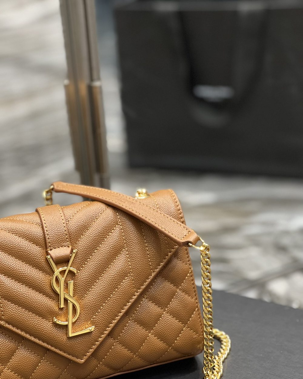 [REP 1:1] Saint Laurent Small Bag Dark Natural In Mix Matelasse For Women 8.2in/21cm YSL 600195BOW919207