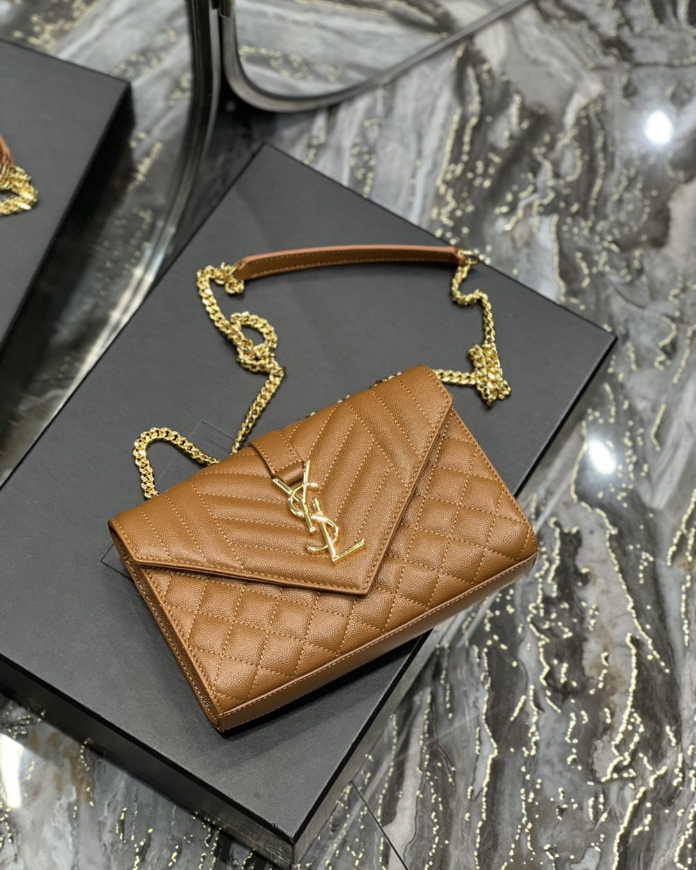 [REP 1:1] Saint Laurent Small Bag Dark Natural In Mix Matelasse For Women 8.2in/21cm YSL 600195BOW919207