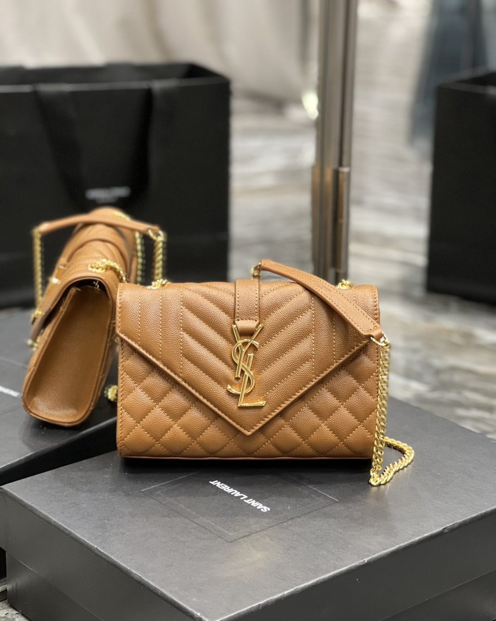 [REP 1:1] Saint Laurent Small Bag Dark Natural In Mix Matelasse For Women 8.2in/21cm YSL 600195BOW919207