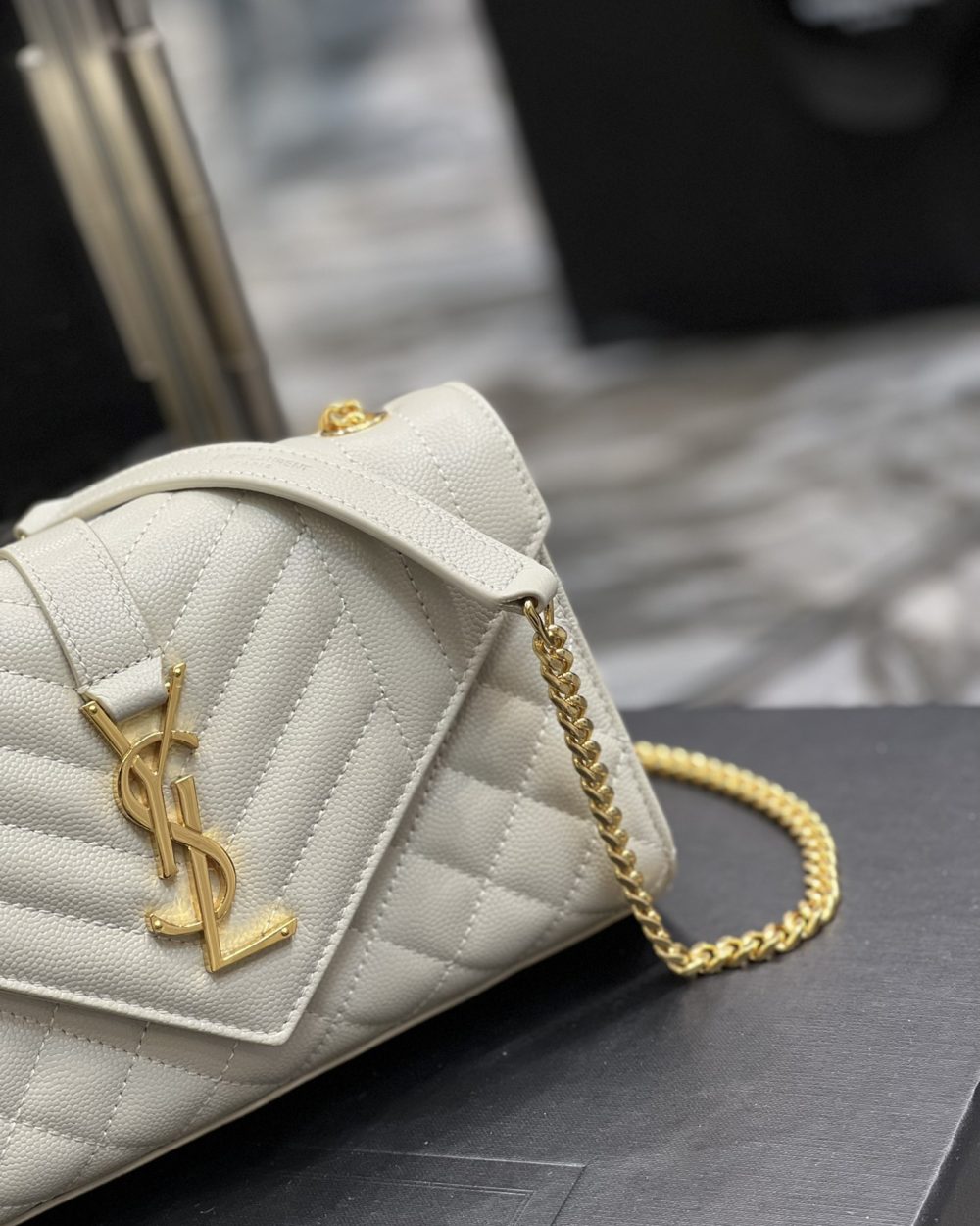 [REP 1:1] Saint Laurent Small Bag White In Mix Matelasse For Women 8.2in/21cm YSL 600195BOW919207