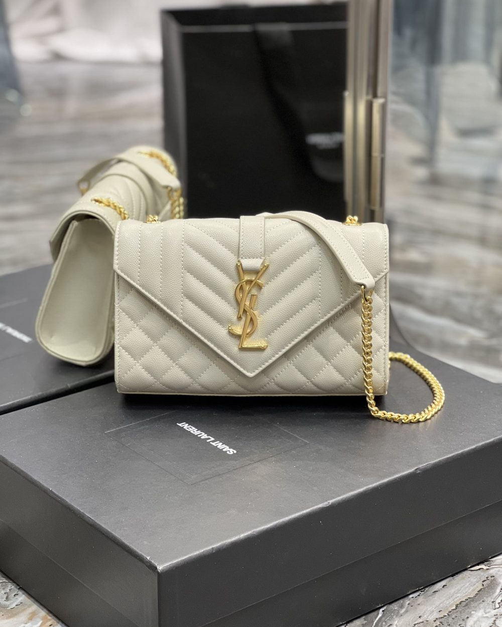 [REP 1:1] Saint Laurent Small Bag White In Mix Matelasse For Women 8.2in/21cm YSL 600195BOW919207
