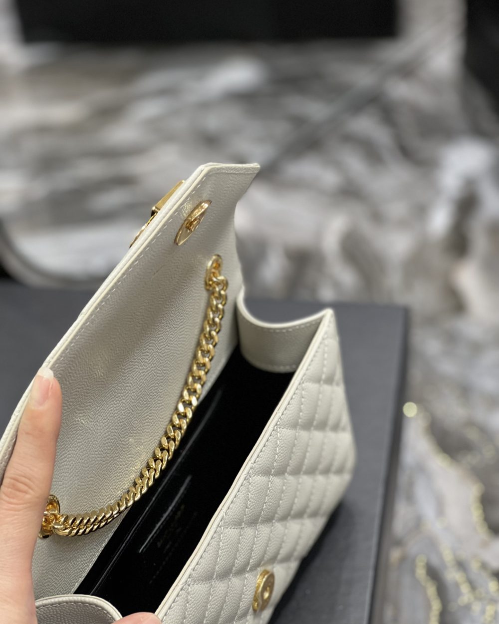 [REP 1:1] Saint Laurent Small Bag White In Mix Matelasse For Women 8.2in/21cm YSL 600195BOW919207