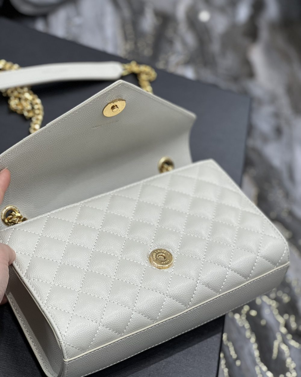 [REP 1:1] Saint Laurent Small Bag White In Mix Matelasse For Women 8.2in/21cm YSL 600195BOW919207