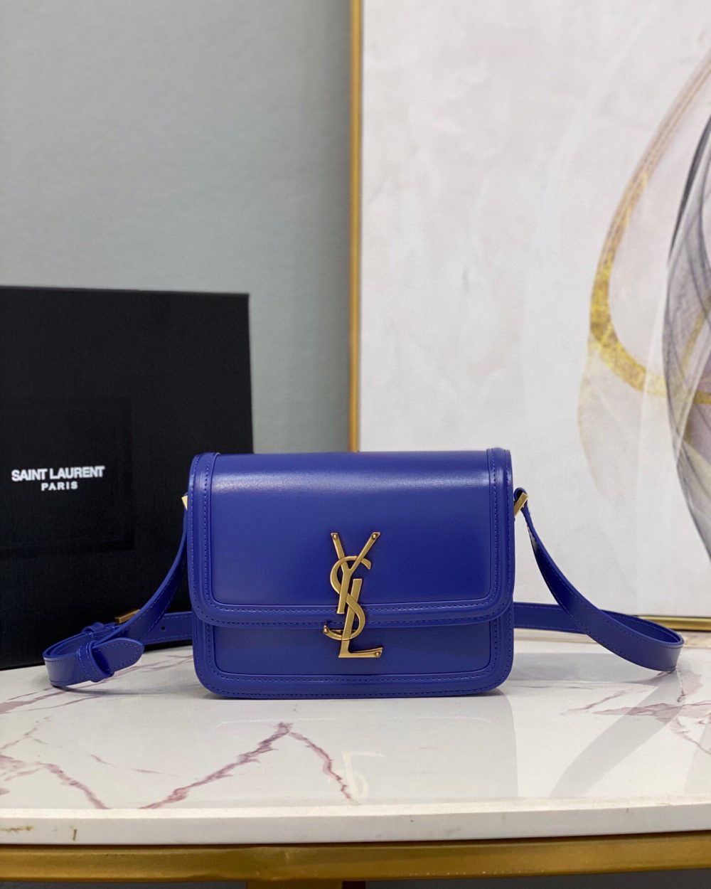 [REP 1:1] Saint Laurent Solferino Medium Satchel In Box Navy Blue For Women 9in/23cm YSL 6343050SX0W4147