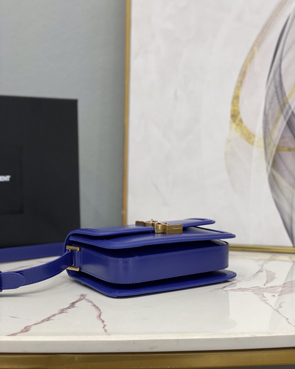 [REP 1:1] Saint Laurent Solferino Small Satchel In Box Blue For Women  7.4in/19cm YSL