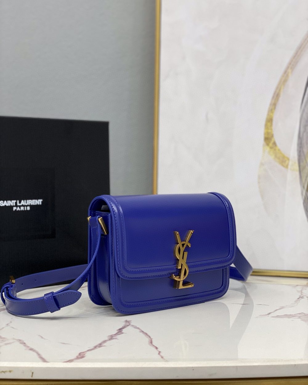 [REP 1:1] Saint Laurent Solferino Small Satchel In Box Blue For Women  7.4in/19cm YSL