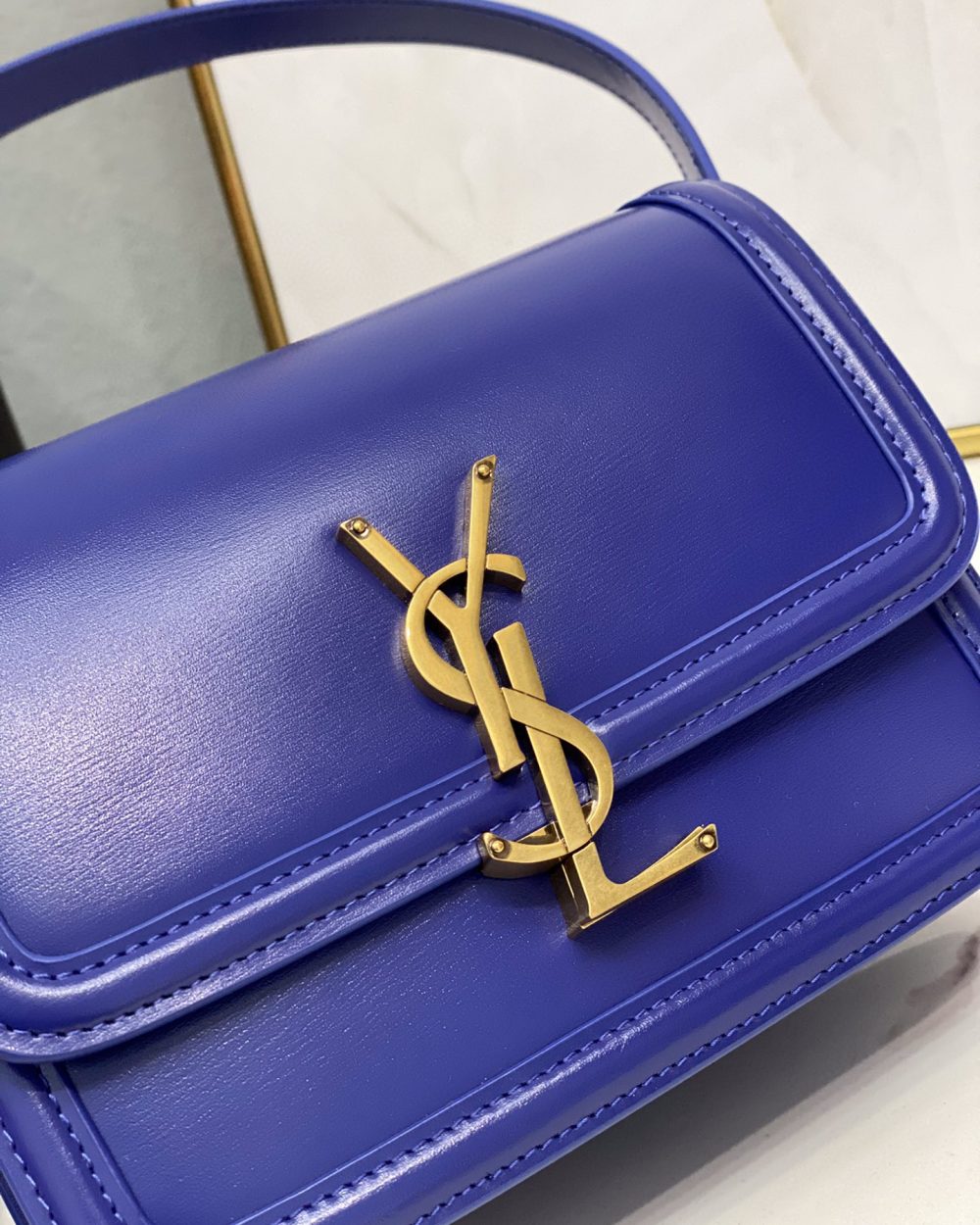 [REP 1:1] Saint Laurent Solferino Small Satchel In Box Blue For Women  7.4in/19cm YSL