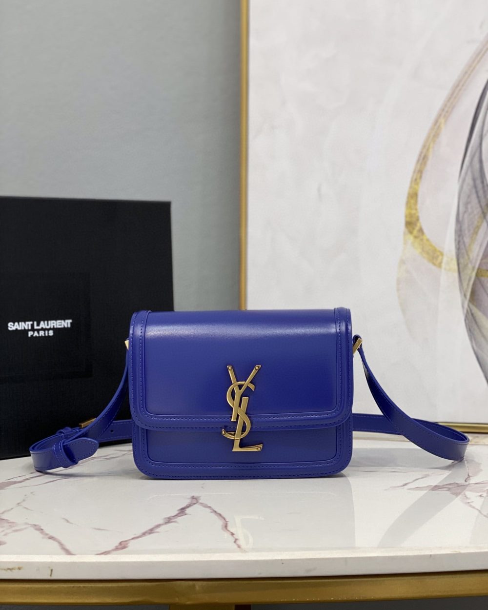[REP 1:1] Saint Laurent Solferino Small Satchel In Box Blue For Women  7.4in/19cm YSL