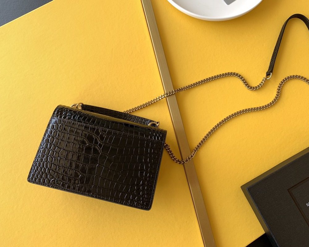 [REP 1:1] Saint Laurent Sunset Chain Bag With Gold Hardware For Women 7.4in/19cm YSL 533026DND1J1000