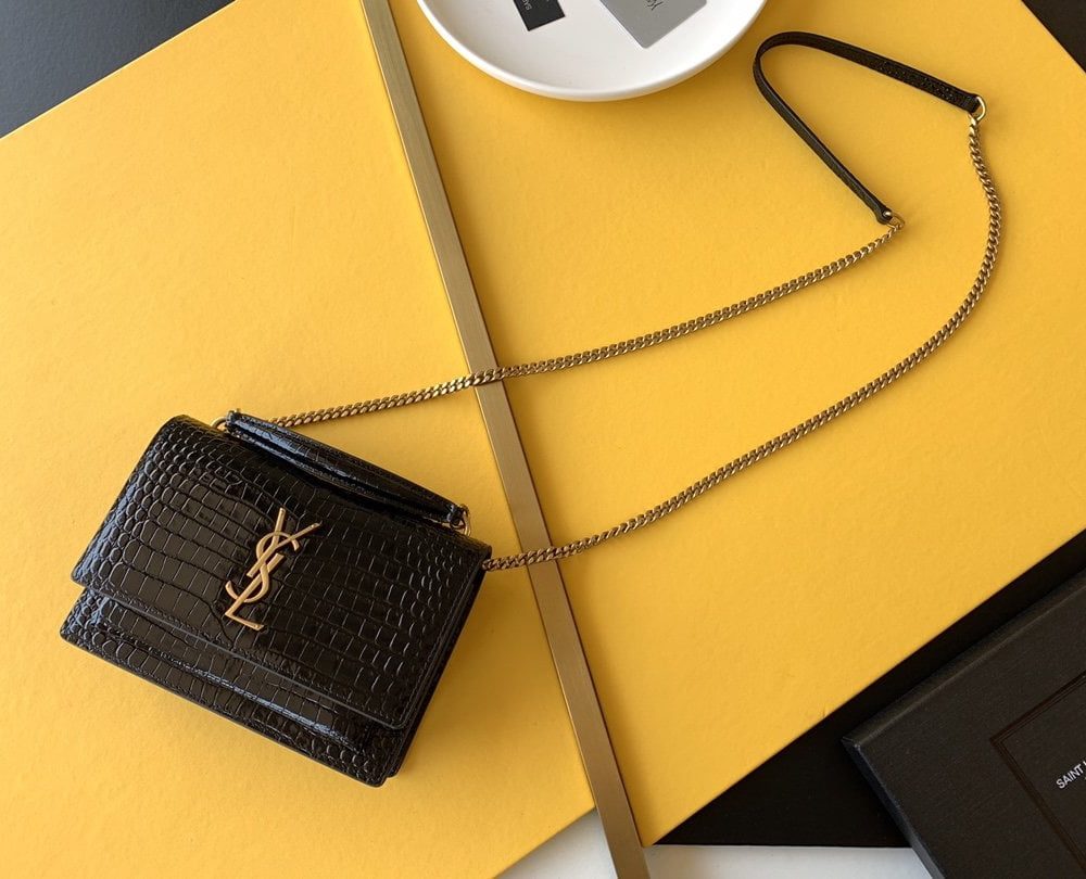 [REP 1:1] Saint Laurent Sunset Chain Bag With Gold Hardware For Women 7.4in/19cm YSL 533026DND1J1000