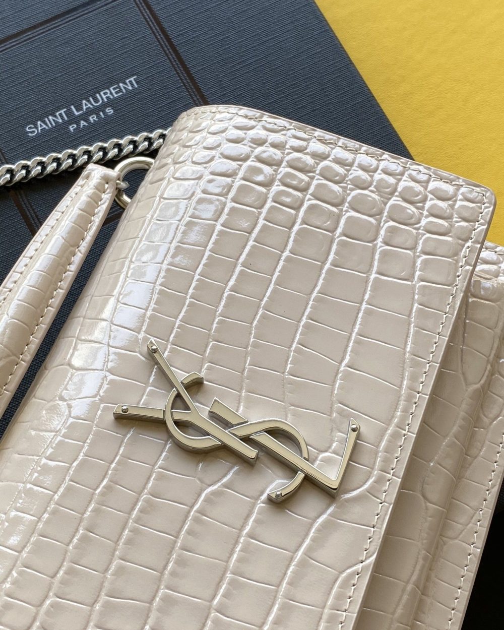 [REP 1:1] Saint Laurent Sunset Chain Bag With Silver Hardware For Women 7.4in/19cm YSL 533026DND1N9207