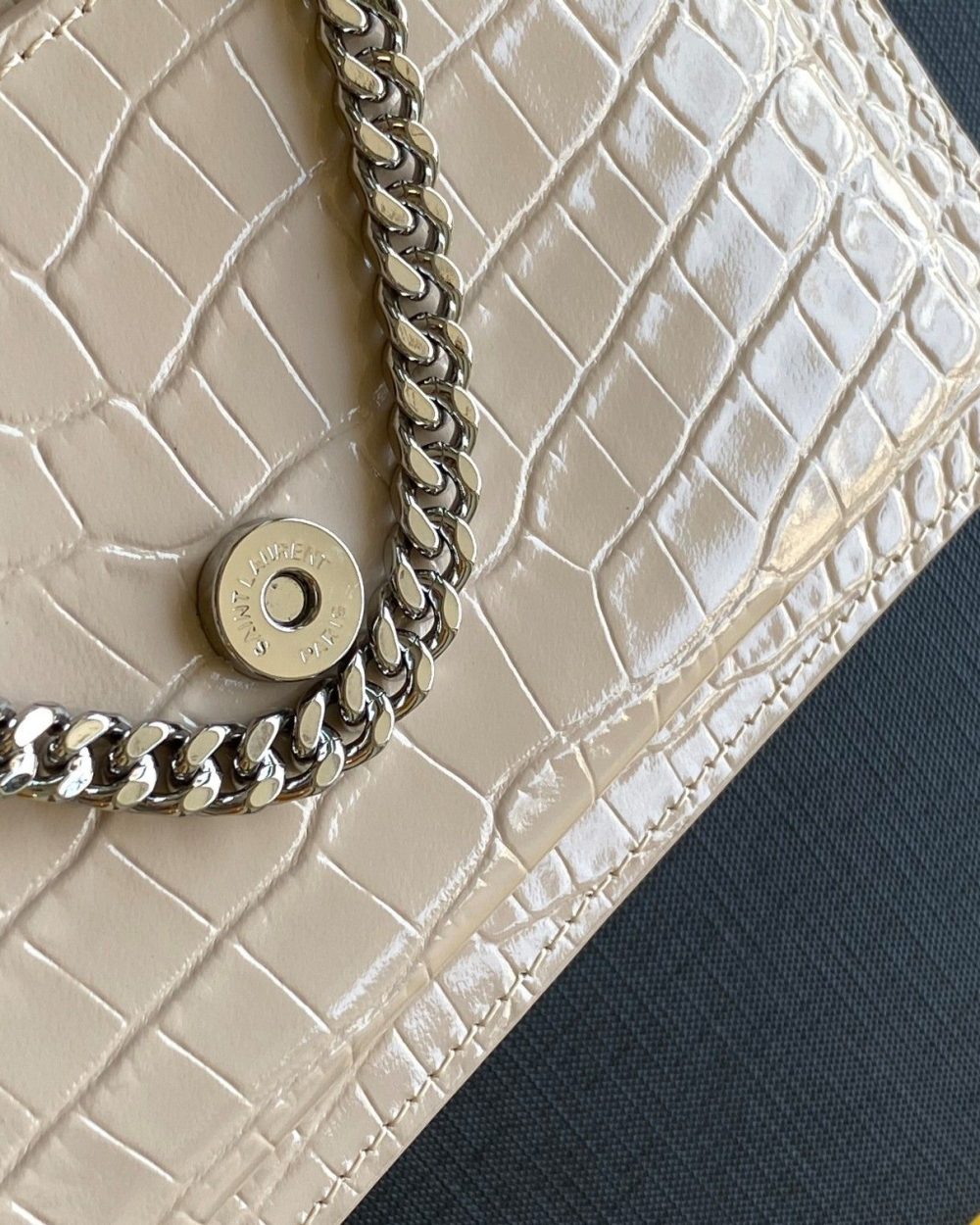 [REP 1:1] Saint Laurent Sunset Chain Bag With Silver Hardware For Women 7.4in/19cm YSL 533026DND1N9207