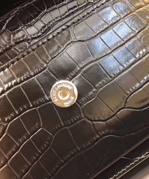 [REP 1:1] Saint Laurent Sunset Chain Wallet  In-Embossed Black For Women 8.2in/21cm YSL