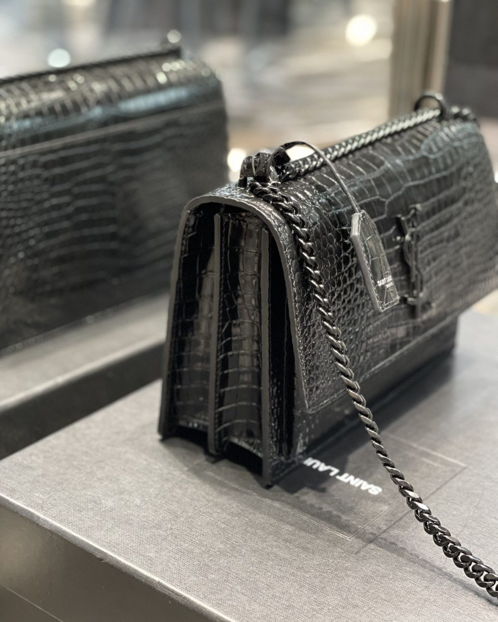 [REP 1:1] Saint Laurent Sunset Medium Chain Bag Black For Women 8.6in/22cm YSL 442906DND0U1000