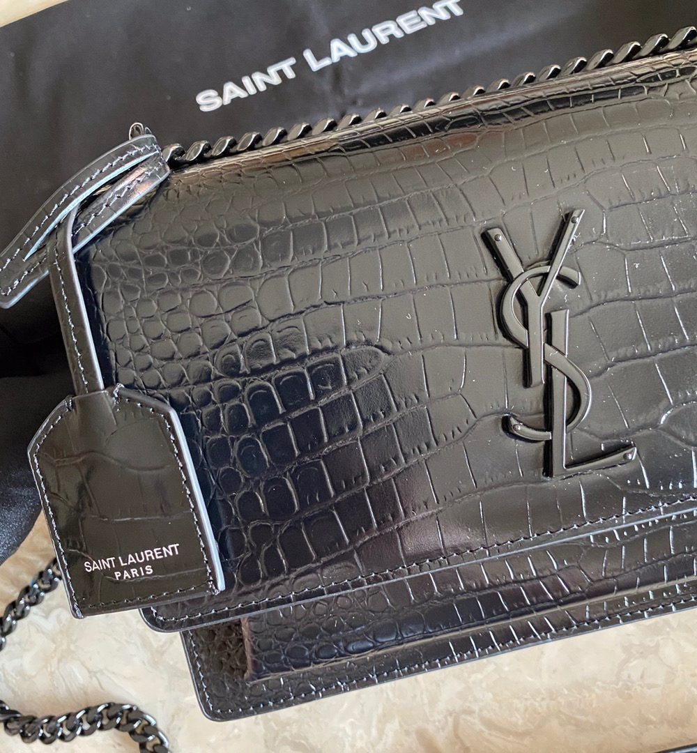 [REP 1:1] Saint Laurent Sunset Medium Chain Bag Black For Women 8.6in/22cm YSL 442906DND0U1000