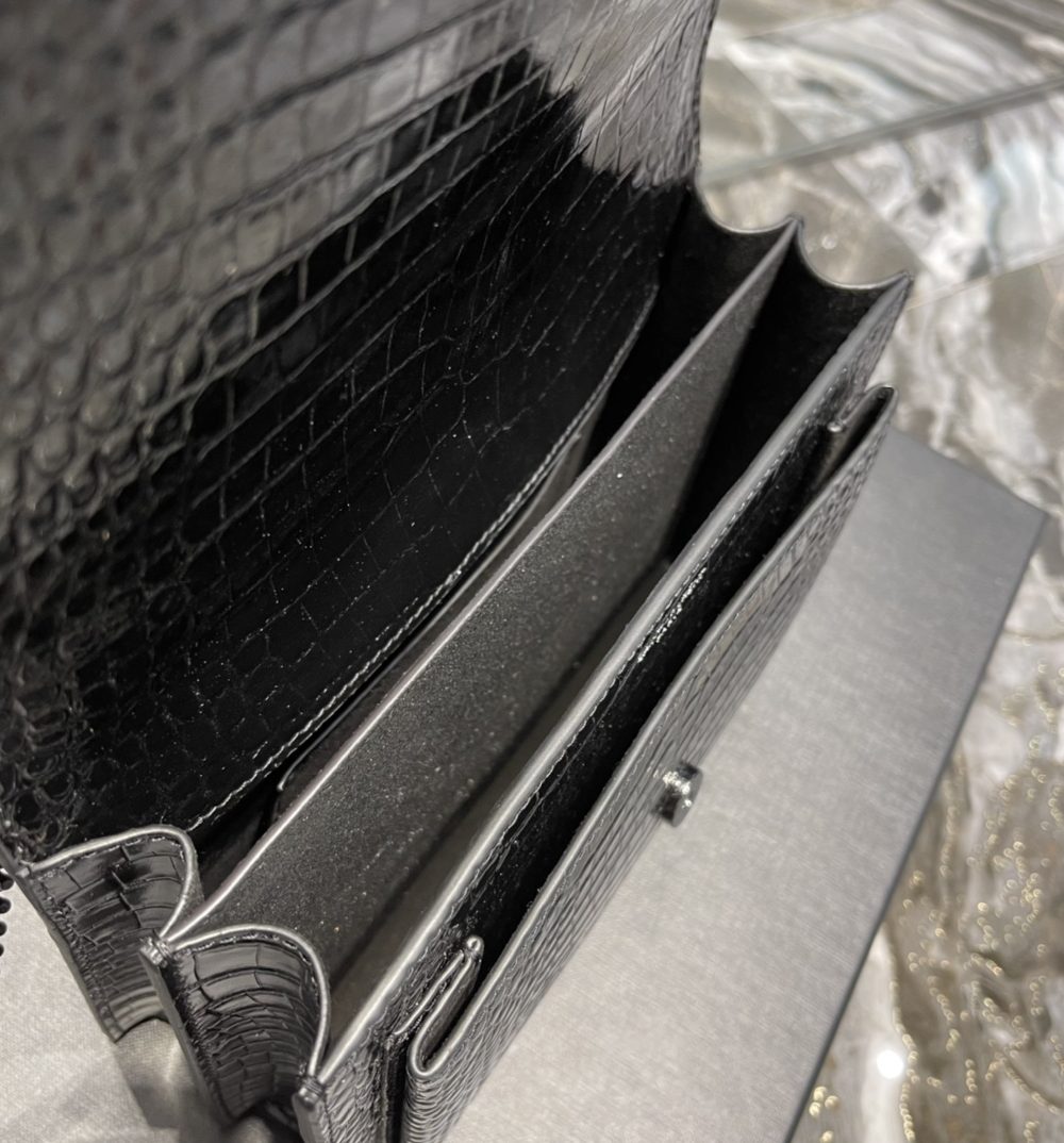 [REP 1:1] Saint Laurent Sunset Medium Chain Bag Black For Women 8.6in/22cm YSL 442906DND0U1000