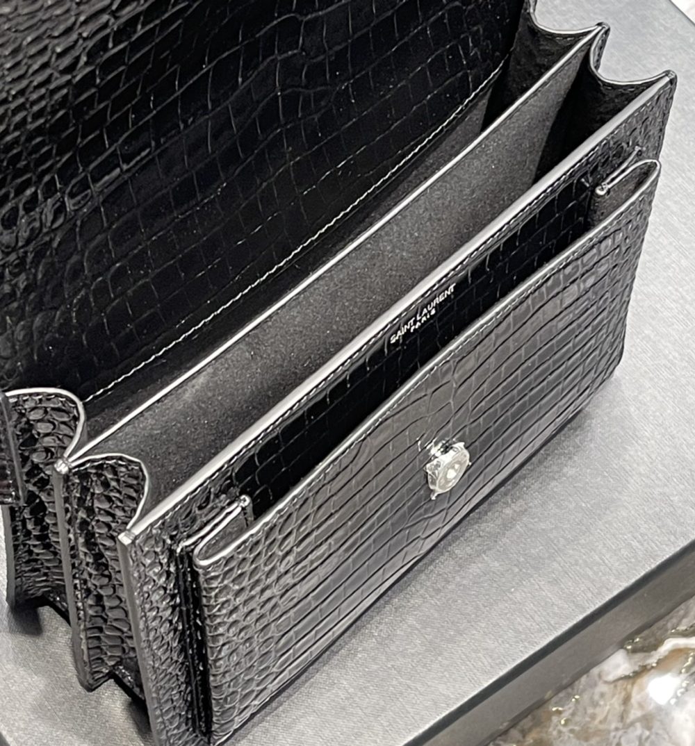 [REP 1:1] Saint Laurent Sunset Medium Chain Bag Black For Women 8.6in/22cm YSL 442906DND0U1000