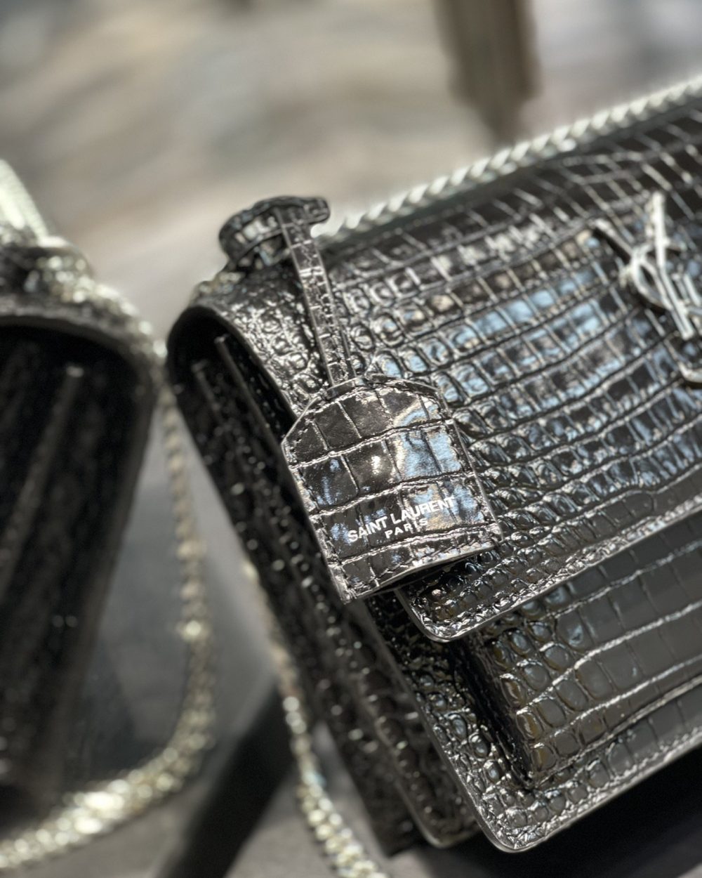 [REP 1:1] Saint Laurent Sunset Medium Chain Bag Black For Women 8.6in/22cm YSL 442906DND0U1000