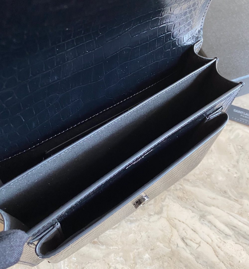 [REP 1:1] Saint Laurent Sunset Medium Chain Bag Black For Women 8.6in/22cm YSL 442906DND0U1000