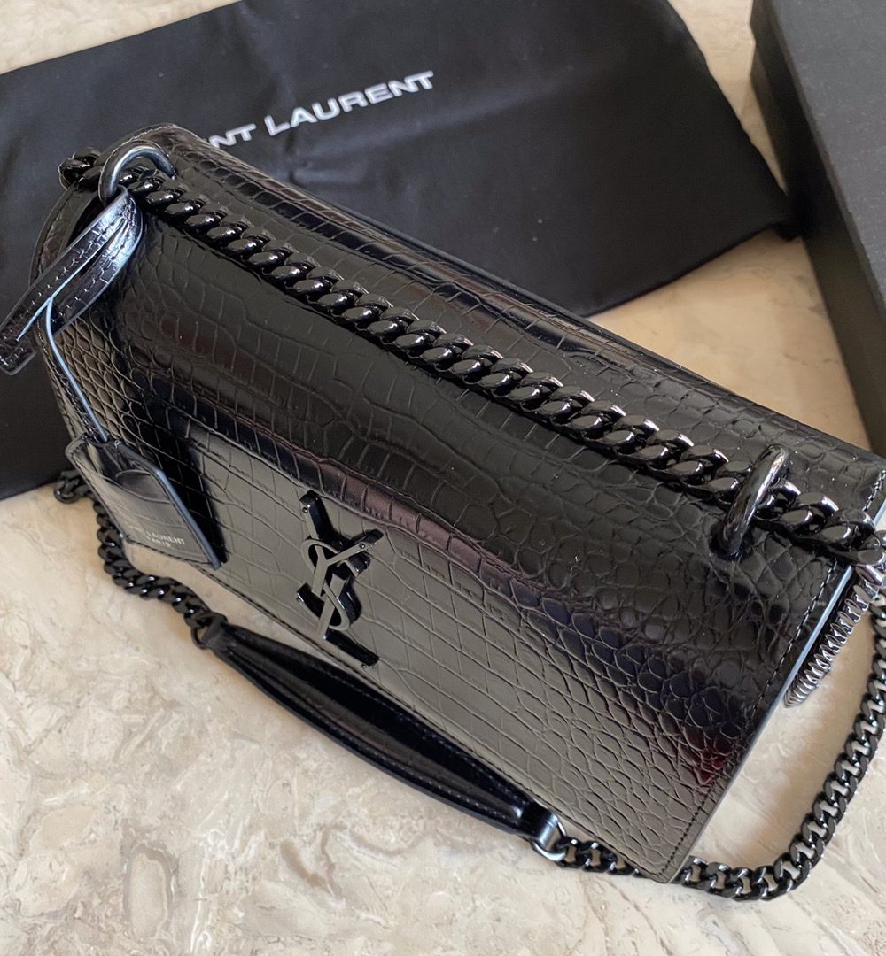 [REP 1:1] Saint Laurent Sunset Medium Chain Bag Black For Women 8.6in/22cm YSL 442906DND0U1000