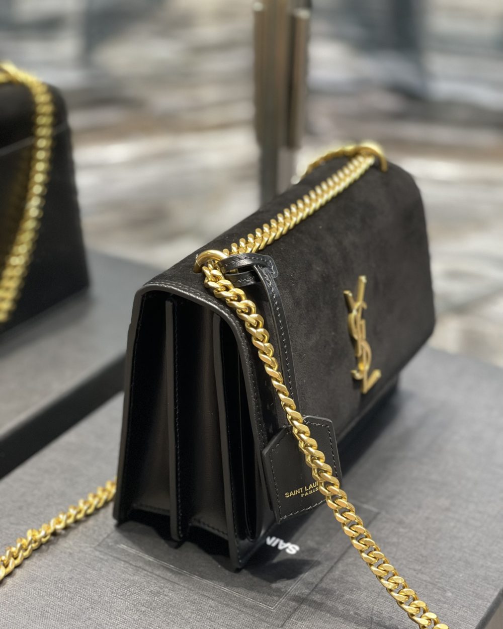 [REP 1:1] Saint Laurent Sunset Medium Chain Bag Black For Women 9.8in/22cm YSL