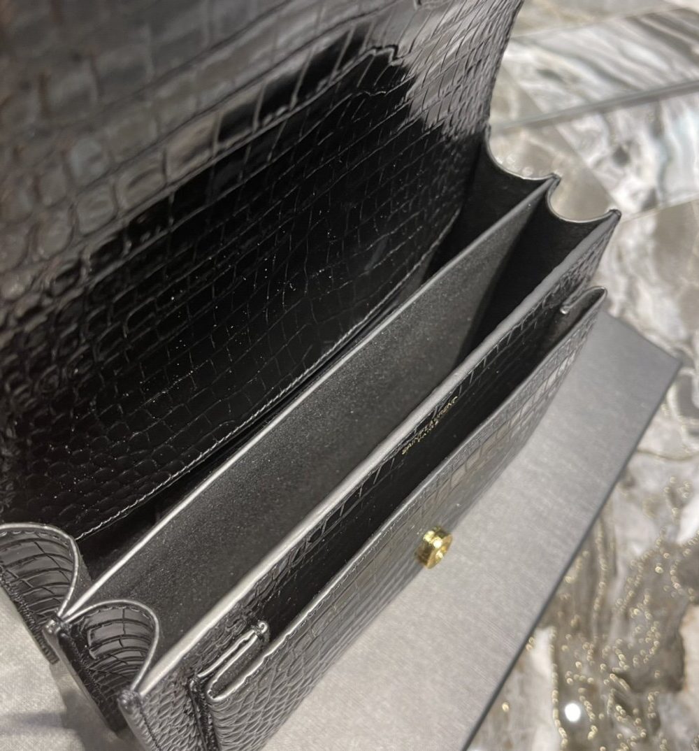 [REP 1:1] Saint Laurent Sunset Medium Chain Bag For Women 8.6in/22cm Black YSL 442906DND0J1000