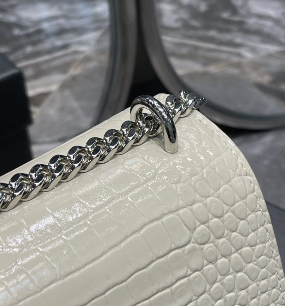 [REP 1:1] Saint Laurent Sunset Medium Chain Bag For Women 8.6in/22cm White YSL 442906DND0N9207