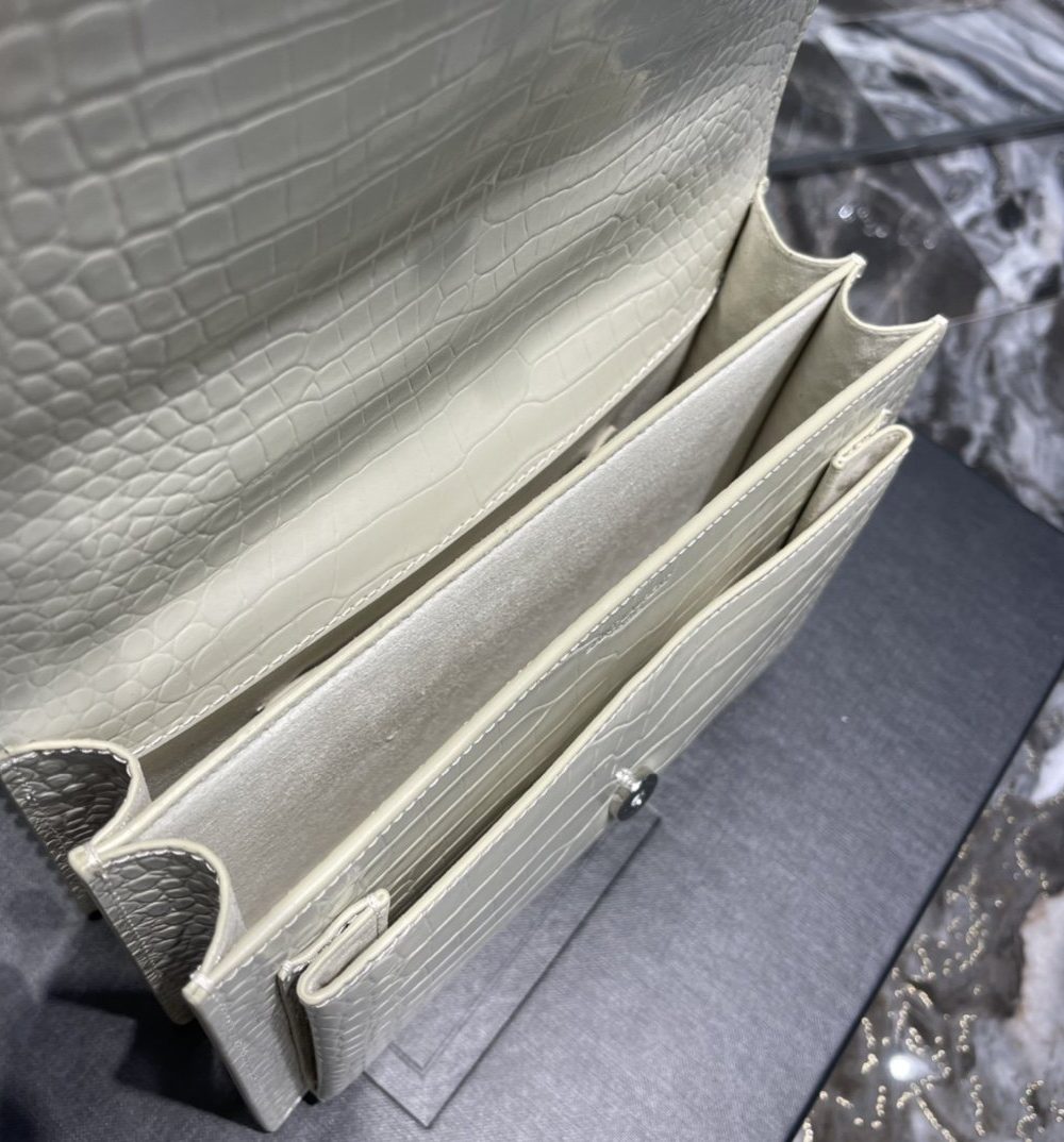 [REP 1:1] Saint Laurent Sunset Medium Chain Bag For Women 8.6in/22cm White YSL 442906DND0N9207