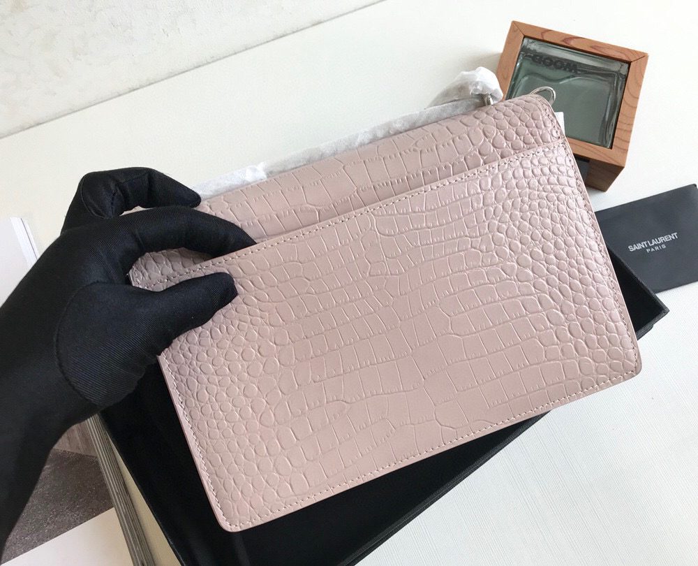 [REP 1:1] Saint Laurent Sunset Medium Chain Bag Light Pink For Women 8.6in/22cm YSL 442906DND0N1202