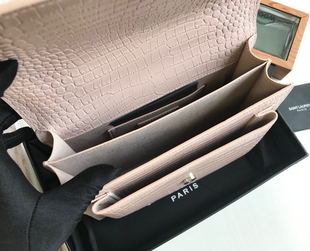 [REP 1:1] Saint Laurent Sunset Medium Chain Bag Light Pink For Women 8.6in/22cm YSL 442906DND0N1202