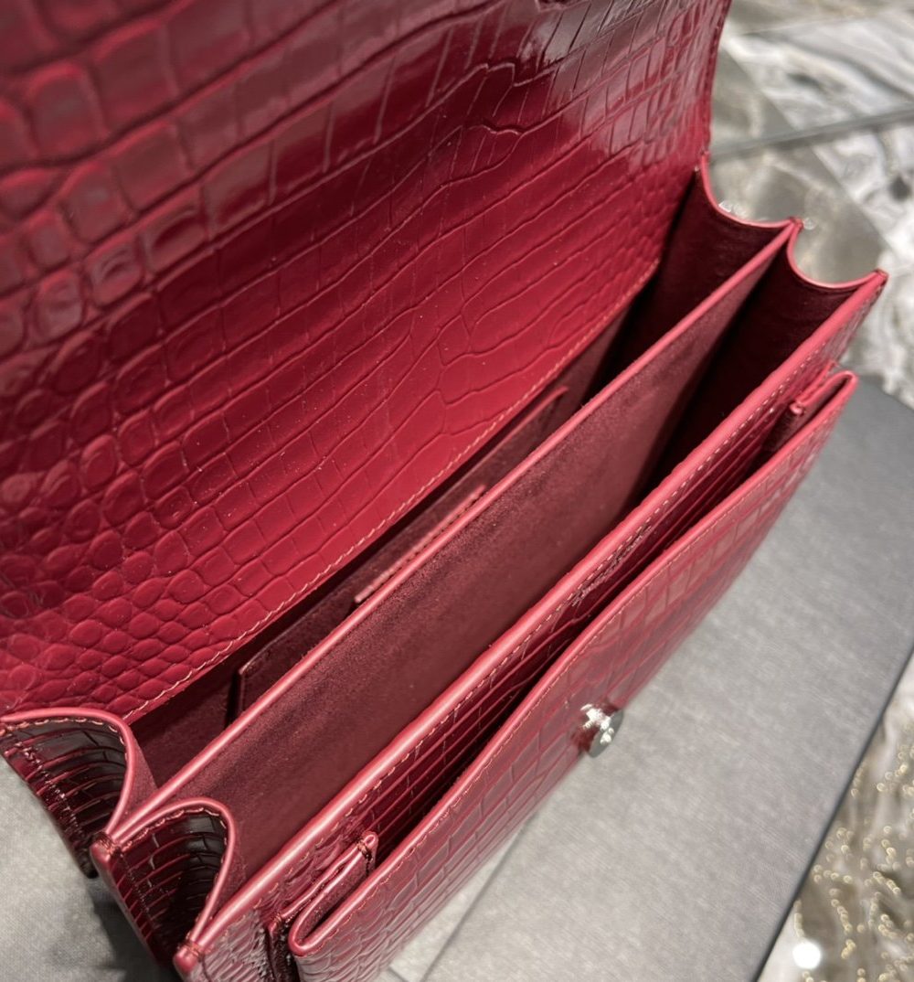 [REP 1:1] Saint Laurent Sunset Medium Chain Bag Red For Women 8.6in/22cm YSL