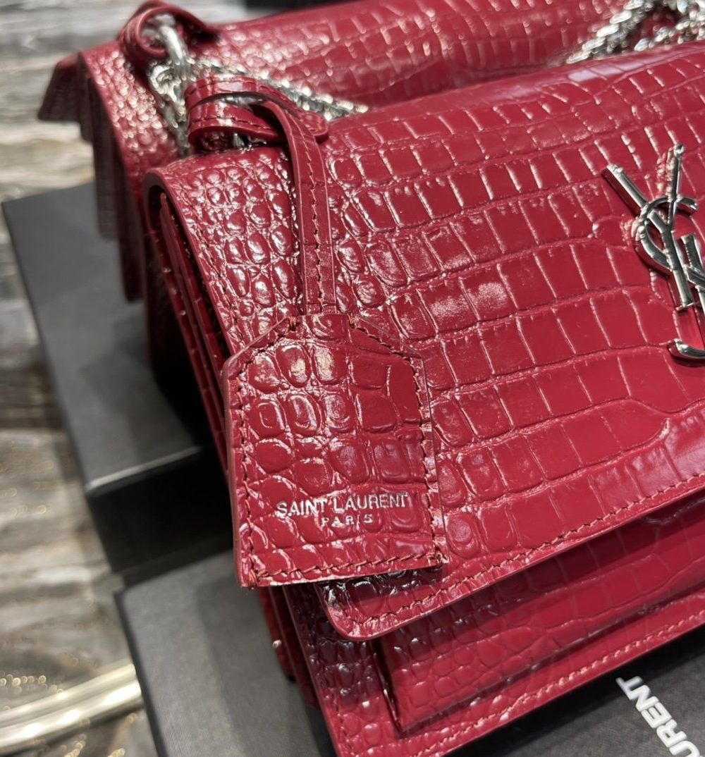 [REP 1:1] Saint Laurent Sunset Medium Chain Bag Red For Women 8.6in/22cm YSL