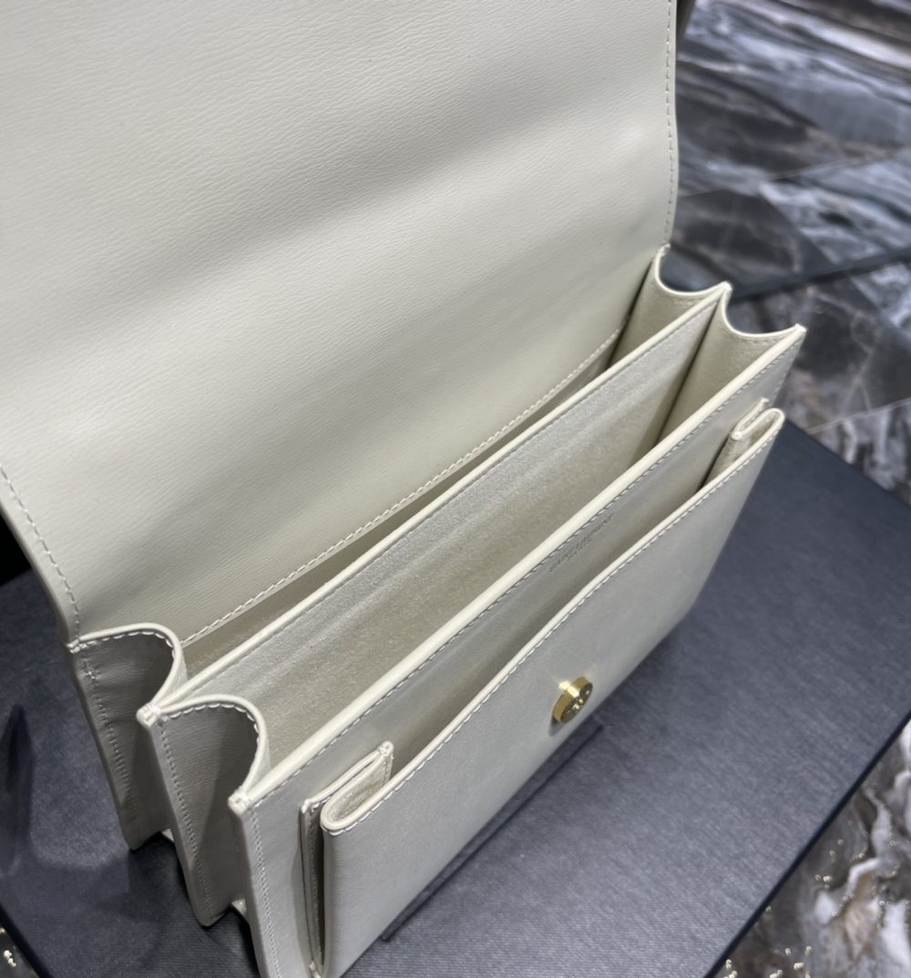 [REP 1:1] Saint Laurent Sunset Medium Chain Bag White For Women 9.8in/22cm YSL