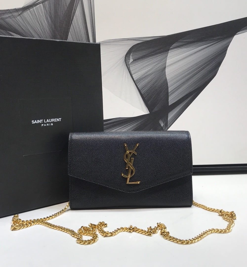 [REP 1:1] Saint Laurent Uptown Chain Wallet Black For Women 7.4in/19cm YSL 6077881GF0J1000