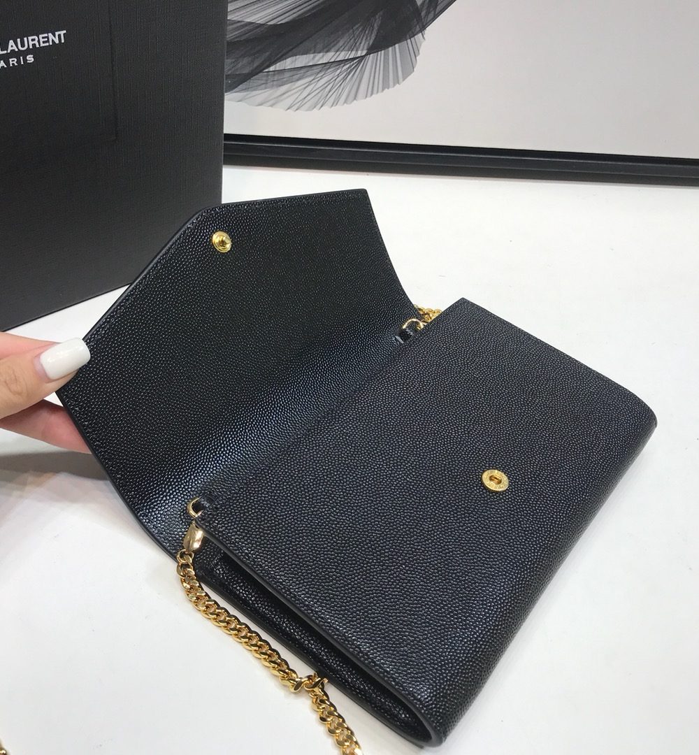 [REP 1:1] Saint Laurent Uptown Chain Wallet Black For Women 7.4in/19cm YSL 6077881GF0J1000