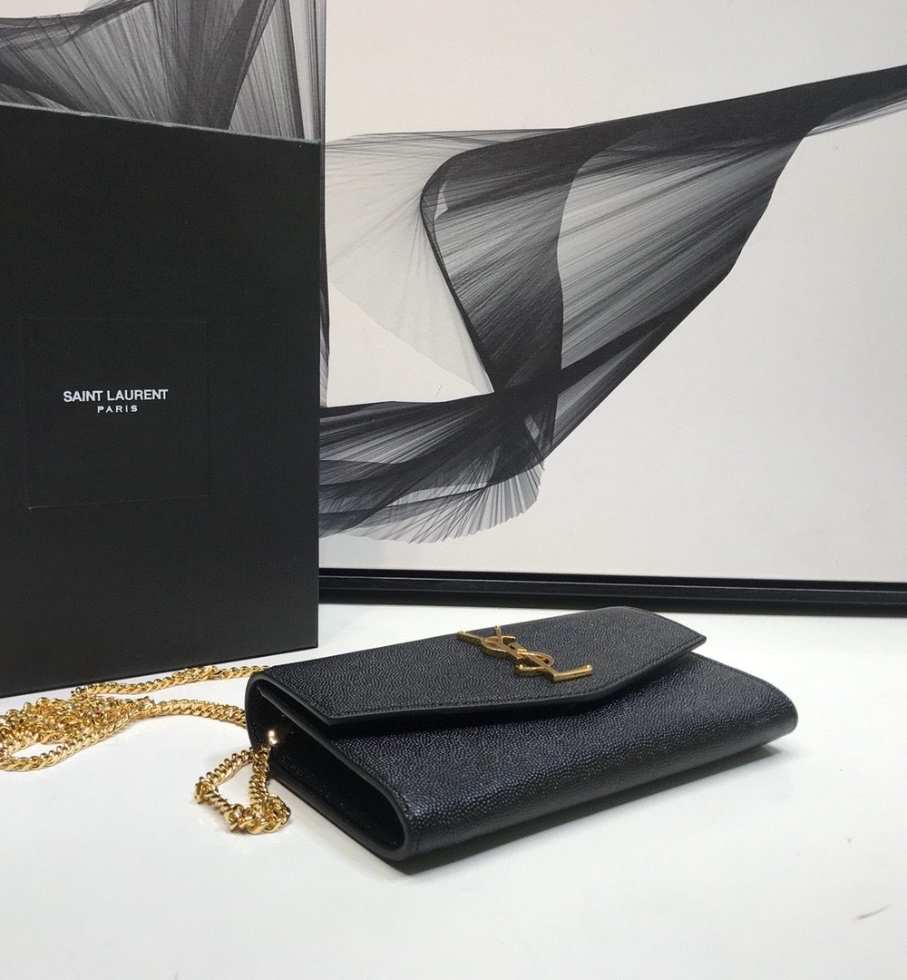 [REP 1:1] Saint Laurent Uptown Chain Wallet Black For Women 7.4in/19cm YSL 6077881GF0J1000